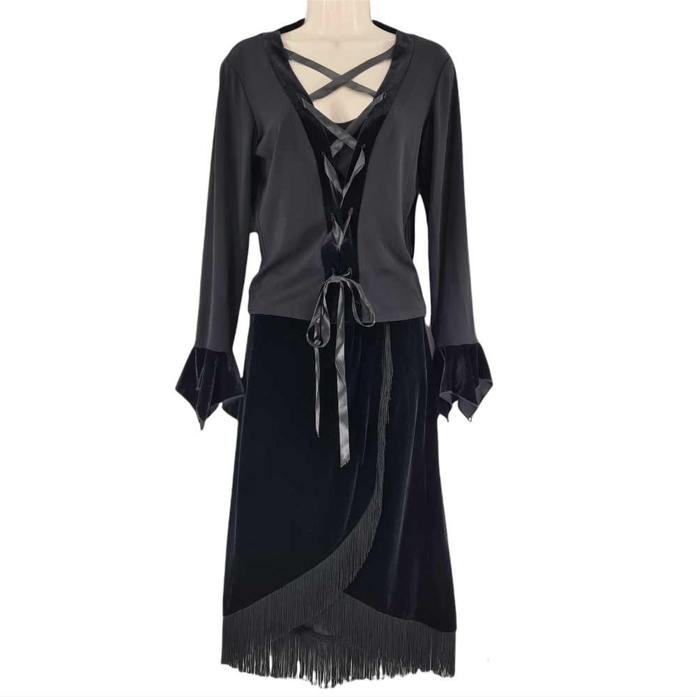 Cartise International Canada Black Top Size 6 and Velvet Fringe Skirt Size 4